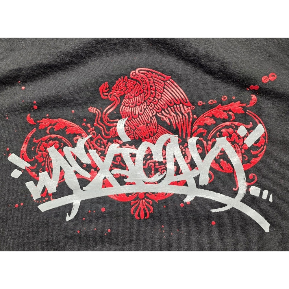Industrias Ilegales Mexican Eagle Graffiti Graphic Tee Men's XL Black Streetwear